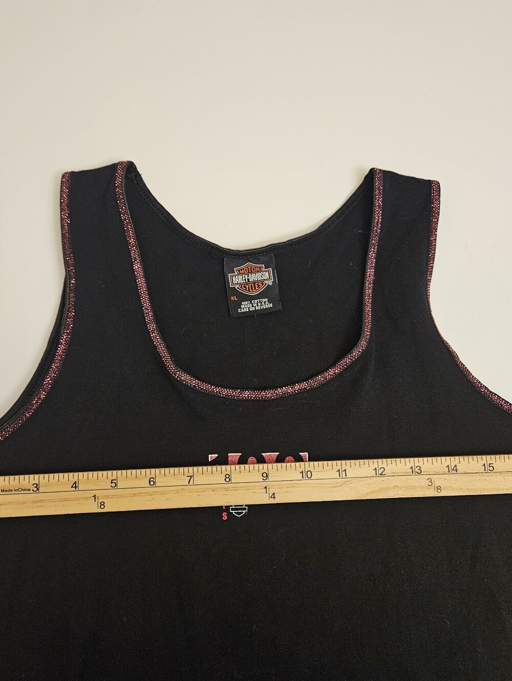 Harley-Davidson Black Tank Top with Pink Trim Harley-Davidson 100 Years Tank XL - Picture 7 of 8